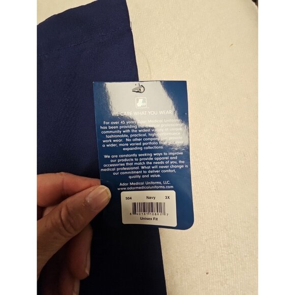 Adar Natural-Rise Multipocket Scrub Pants Wide Leg Blue Unisex 3X - Picture 4 of 8